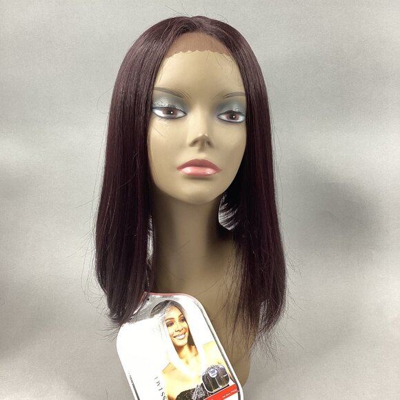 Bobbi Boss Other - Lyna Angled Bob 99J dark Plum Wig Deep Part Lace Front Straight Synthetic Hair